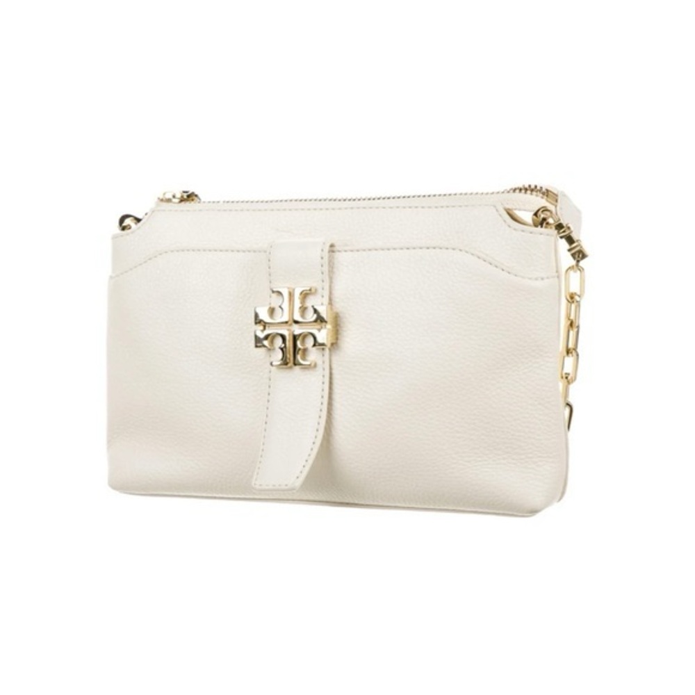 Tory Burch White Crossbody Bag with Gold Chain